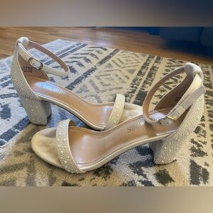 Dream Pairs Women's White Sandals Pearl Block Heel